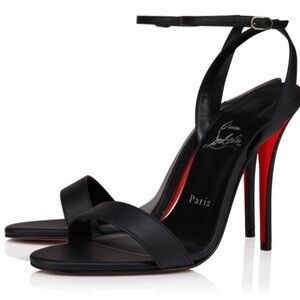 Christian Louboutin LoubiGirl 100 Black Leather Heels Size 41